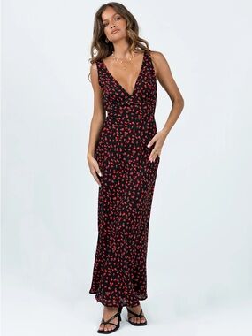 Nellie Maxi Dress Black/Red Floral